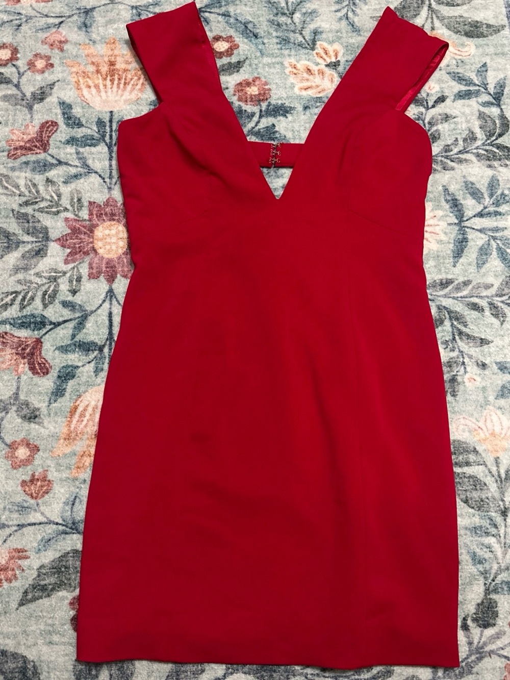 JAYGODFREY Crimson Red V-Neck Sleeveless Mini Dress